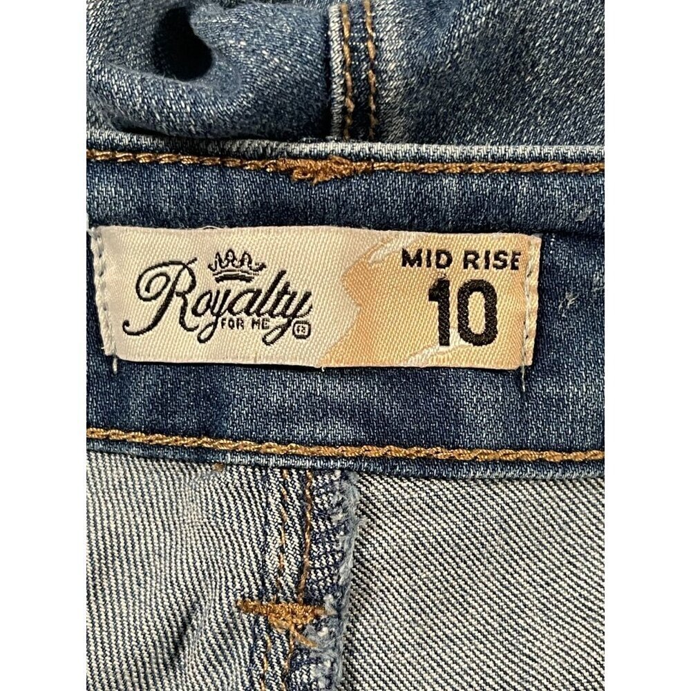 Royalty For Me Mid Rise Distressed Denim Shorts Size 10 Frayed Hem - Picture 2 of 11